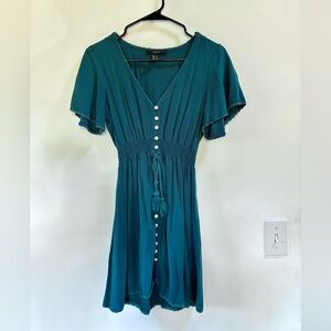 Forever 21 Teal Mini Dress with Buttons
